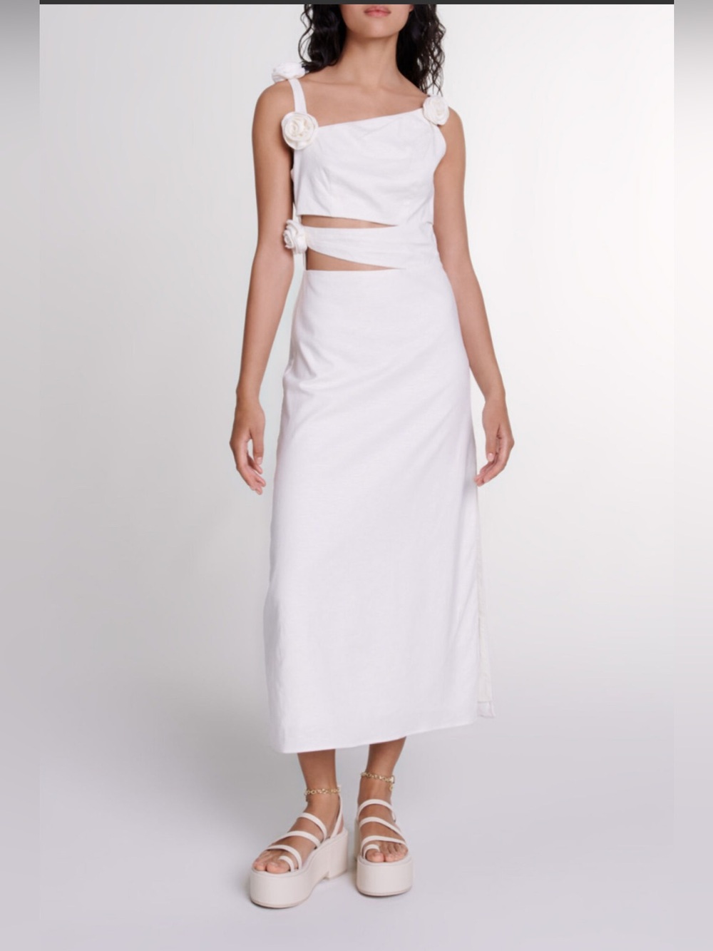 Maje Openwork linen maxi dress